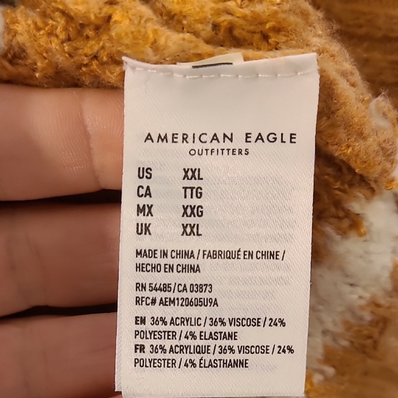 American Eagle Outfitters Tan and Blue Striped Oversized Crewneck Sweater XXL - Picture 8 of 10